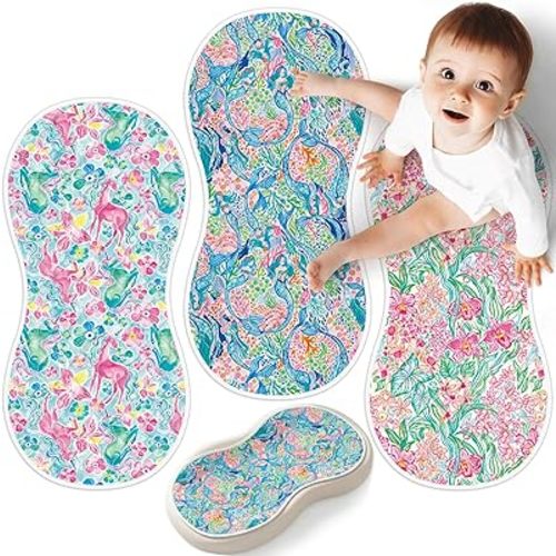 Viscose from Bamboo Changing Pad Liners for Peanut Changer 3 Pack, Waterproof Non-Slip Baby Changing Table Pad, Super Absorbent & Machine Washable, 28.5x13