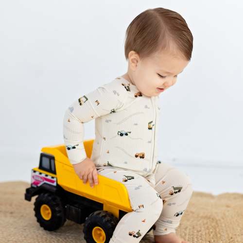Construction Small Ribbed Zip Romper