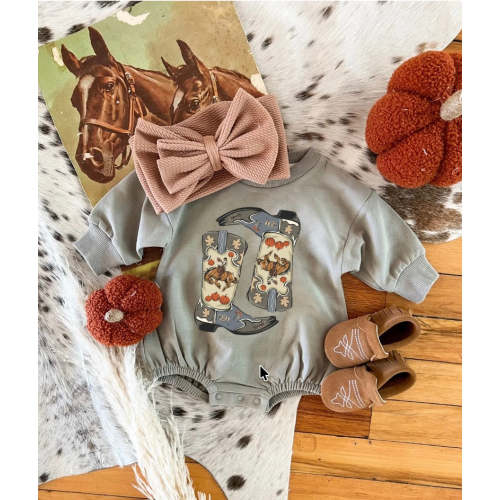 Bronc Pumpkin Boots | Bubble Romper (Baby)(Sage) – theFRINGEDpineapple