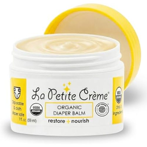 La Petite Creme French Organic Diaper Balm (1 oz) - Healing & Nourishing Diaper Cream - Gentle & Safe Liniment Baby Lotion - USDA Certified Organic - Baby Essentials for Newborn