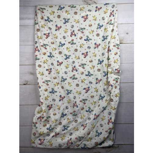 Vintage Lambs & Ivy Crib Sheet Hearts Rolling Horse Balls Teddy Bears Baby 90s