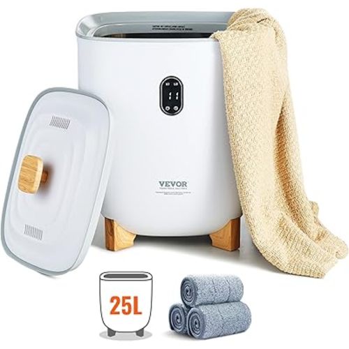 VEVOR Towel Warmer 25L, Towel Warmer Bucket with 2 Heating Modes, 20/40/60/90 Min Auto Shut Off, Bottom Heating Columns, LED Screen, Large Towel Warmer for Bathroom, Spa, Bathrobe, Blanket & Pajama