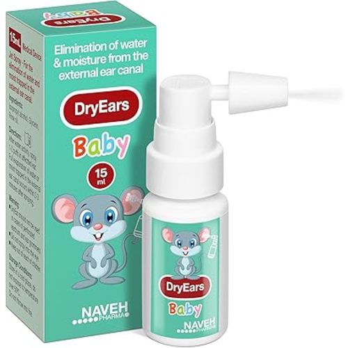 NAVEH PHARMA® Dry Ears Baby Ear Drying Drops for Swimmers — Removes Water Trapped in Ears After Swimming & Bathing, Gentle Ear-Drying Spray for Children (0.5 Fl Oz)