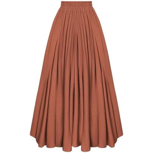 Scarlet Darkness Maxi Skirts for Women Long Flowy Boho Renaissance Skirt with Pockets