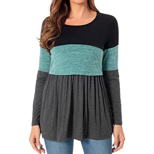 Bearsland Women’s Nursing Top Long Sleeve Scoop Neck Nursing Shirt Breastfeeding Shirt Pregnancy Clothes