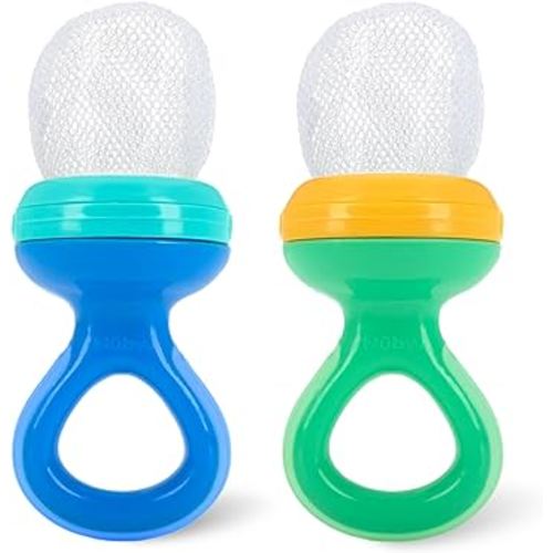 Nuby Nibbler Mesh First Soft Foods Feeder, 2pk, Blue & Green