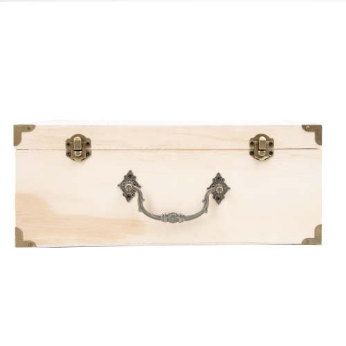 Hello Hobby Natural Wood Keepsake Box with Metal Latches and Handle, 12.60" x 8.9" x 5", Unisex