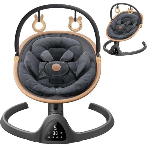 Baby Swings for Infants, Fasonbaby Bluetooth Infant Swing with Music Speaker with 3 Seat Positions, 5 Speeds and Remote Control - Portable Baby Swing for Indoor and Outdoor (Black)