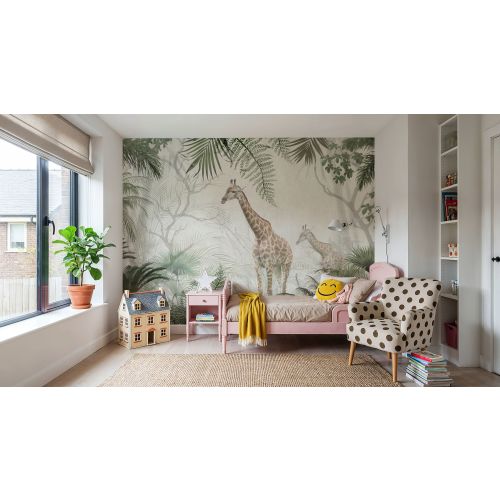 Giraffe Stroll wallpaper mural ➡ 100% PVC-free and non-toxic