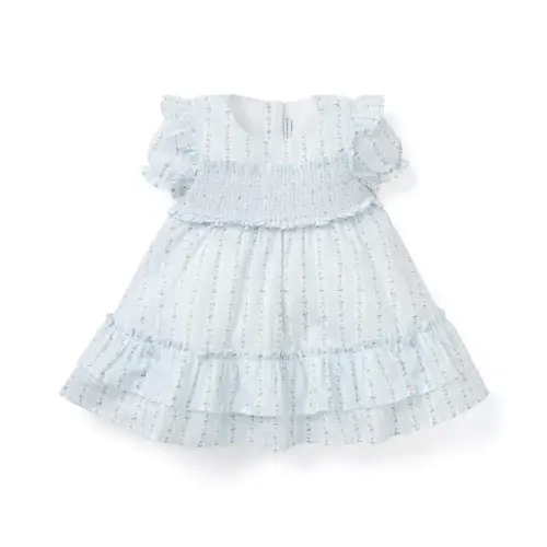 Baby Pale Blue Floral Stripe Baby Floral Striped Dress by Janie and Jack