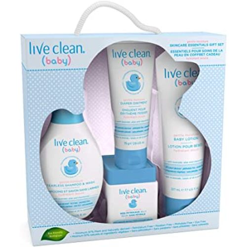 Live Clean Baby Gentle Moisture Baby Essentials Gift Set, 4 Count