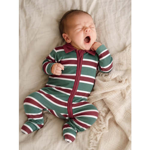 Polo 2-Way Zip Footie, Rugby Stripe Green – SpearmintLOVE