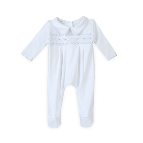 Landon's Classics Smocked Footie - Light Blue