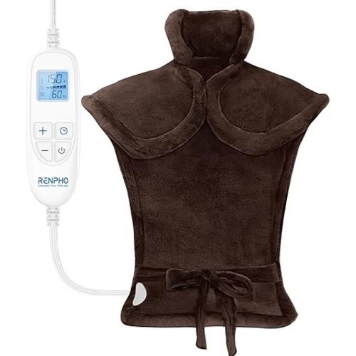 RENPHO Electric Heating Pad for Back, Mothers Day Gifts & Birthday Gifts for Mom Dad Women Men, FSA Eligible & HSA Store, Neck and Shoulder Heat Pad, Fast Heating, 24"x33", ETL Certified, Brown