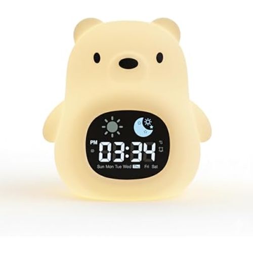 HOME.X Cubbi Sleep Aid Night Light for Toddler Gen.2 - Alarm Clock, Wake-Up Light, Sleep Mode, Music & White Noise Soother, Tap Control Colors, Soft Silicone, Rechargeable