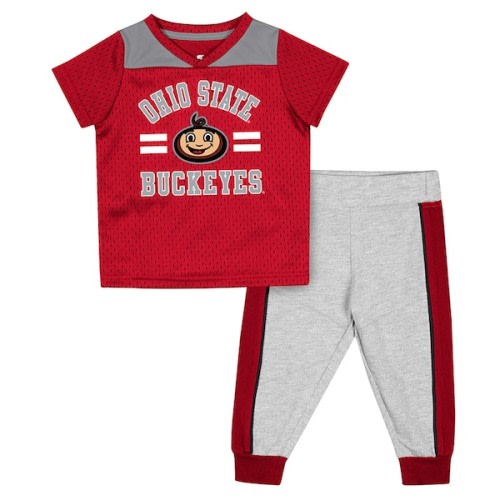 Ohio State Buckeyes Colosseum Infant Ka-Boot-It Jersey & Pants Set - Scarlet/Heather Gray