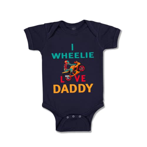Cute Rascals Baby Bodysuit I Wheelie Love Daddy Dad Father's Day Motorcycle Bike Funny Cotton