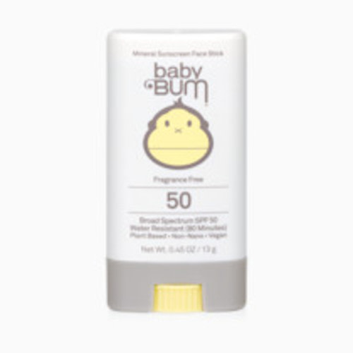 Sun Bum Baby Bum Mineral SPF 50 Sunscreen Stick - Hawaii 104 Act Compliant (Without Octinoxate & Oxybenzone) - UVA/UVB Face and Body Protection - Unscented for Sensitive Skin - Travel Size - 0.45 Oz