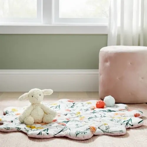 Fashionable Christmas Gifts: Floor Blanket And Playmat - Cloud Island™ Pink Flower Now at Little Luxe Store.
