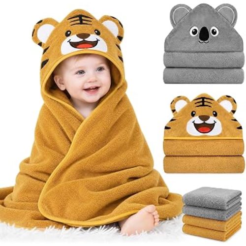 9 PCS Baby Bath Towels Set for Newborn Toddler Gifts (Yellow)