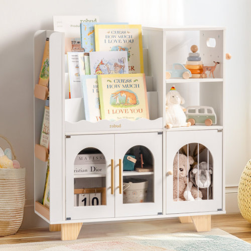 Latitude Run® 35''Hx31.2''W Kids Bookshelf and Toy Storage Organizer, Organizer Cabinet, Book Display & Reviews | Wayfair