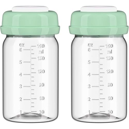 2pcs Breast Milk Storage Bottles 6oz/180ml Compatible with Spectra S1 S2 9 Plus,Motif Luna/Ameda MYA/Bellababy Pumps, Wide-Neck Collection Bottle Container for Fridge, Pumping Bottles