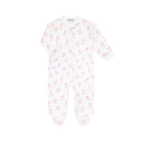 Pink Puppy Love Print Zipper Footie – Nellapima