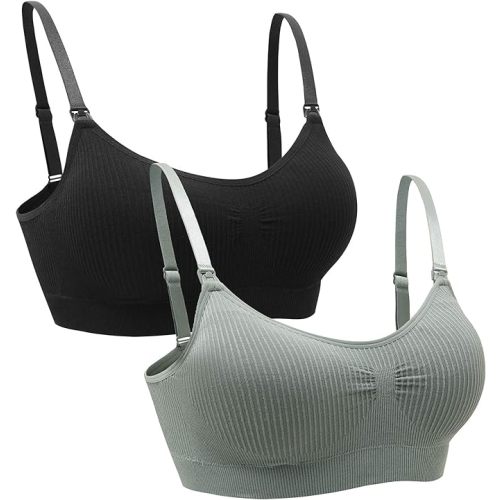 Suekaphin 2PACK Nursing Maternity Bra for Pregnancy Women Breastfeeding Comfortable Sleeping with Extenders