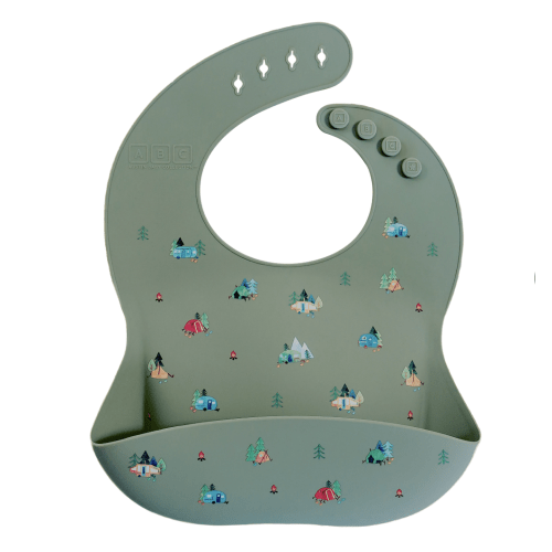 Silicone Bib Camper Sage Green – Austin Baby Collection