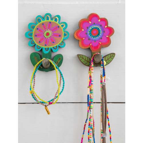 Adhesive Wooden Wall Hooks, Set of 2 - Flower – Natural Life