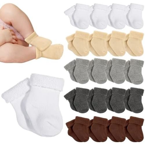 Janmercy 20 Pair Preemie Socks Baby Boy Girls Newborn Premature Terry Cotton Socks for Unisex Baby