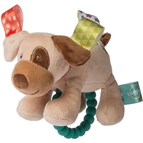 Taggies Soft Baby Rattle with Teether Ring, 6-Inches, Buddy Dog