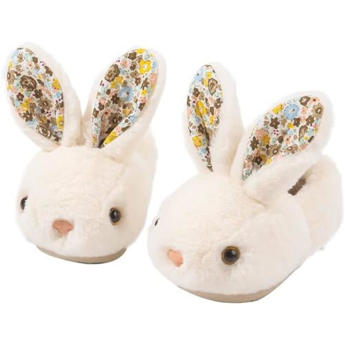 Drecage Girls Toddler Slippers Boys House Shoes for Little Kids Cute with Bunny Design Plush Indoor Slippers Non-Slip