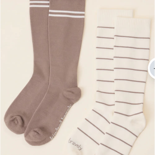Premium Maternity Compression Socks (2-Pack) | Taupe & Redwood - Kindred Bravely