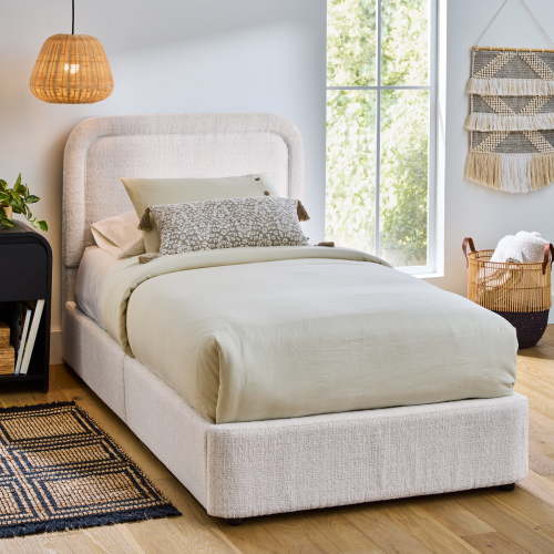 Better Homes & Gardens Juliet Twin Boucle Platform Bed, Ivory