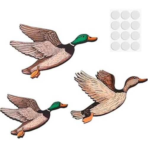 Kytvl Set of 3 Wooden Mallard Duck Wall Decor – Vintage Farmhouse Rustic Art for Entryway, Nursery, or Living Room – Larger Than Average Ducks (12"/11"/9") – Housewarming, Christmas, and Party Gift
