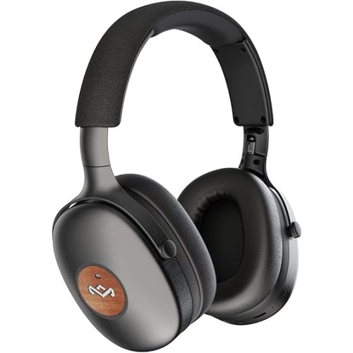 House of Marley Positive Vibration XL ANC: Noise Cancelling Over-Ear Headphones with Microphone, Wireless Bluetooth Connectivity, and 26 Hours of Playtime