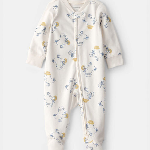 Baby Duck 2-Way Zip 100% Cotton Sleeper - Cream | Carter’s Oshkosh Canada