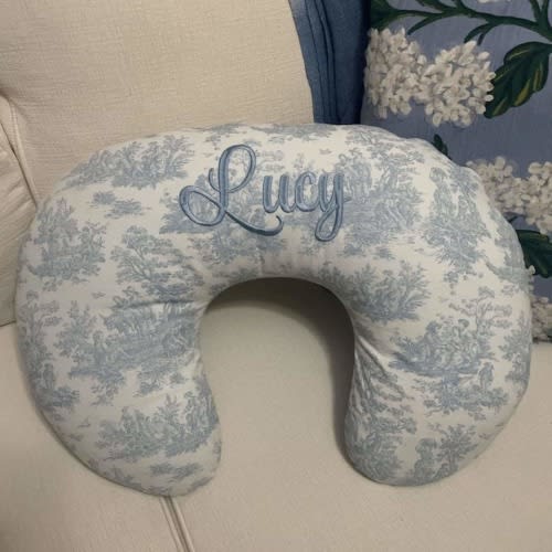 Blue Toile Nursing Pillow Cover - in " New style U Shape" (Not personalized)