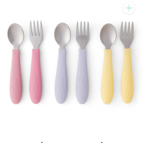 Babies/Toddler Stainless Steel Spoons + Forks with Silicone Handle