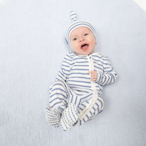Vintage Stripe Blue - 2 Way Zipper Footie – Angel Dear