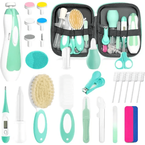 Baby Healthcare and Grooming Kit for Newborn Kids, 31PCS Upgraded Safety Baby Care Kit, Newborn Nursery Health Care Set, Baby Care Products (Green)