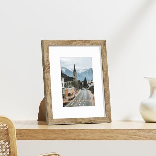 8x10 Picture Frames Set of 9 for Wall Mount & Tabletop, Light Oak