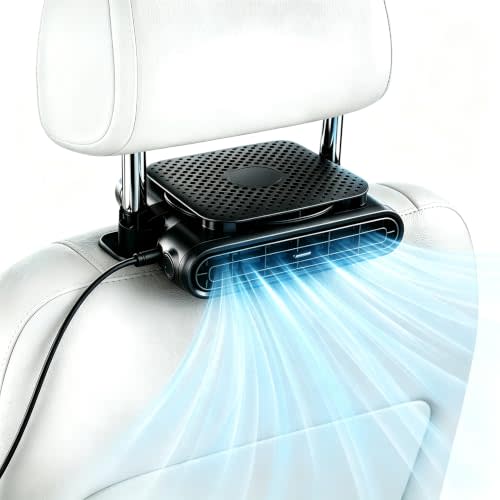 ElfTrip Car Seat Fan with Dual Air Outlets, Corded USB Car Fans for Kids for Driver Passenger, Stronger 3 Speeds, Forward or Backward Airflow, Fits in Most Car SUV (1 Pack No-Recharge Plug-in to Work)