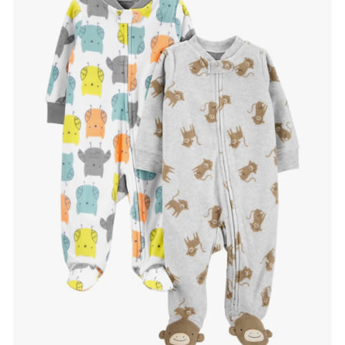 Simple Joys by Carter's unisex-baby 2-pack Neutral Fleece Footed Sleep and Play