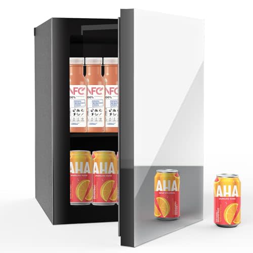 Erivess Mini Fridge for Breastmilk Storage & Beauty Use – 24 Cans/0.9 Cu Ft Mirror Door Refrigerator for Skincare, Drinks, Wine & Cosmetics