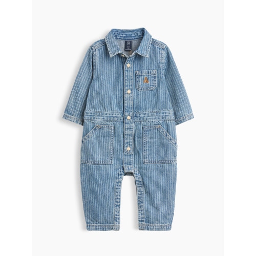 Baby Denim Stripe Utility One-Piece