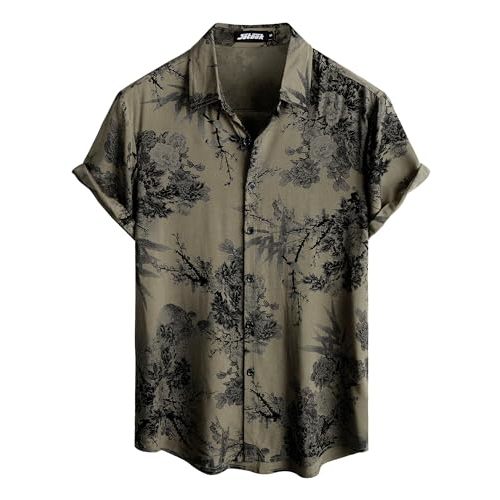 JOTOOK Mens Hawaiian Shirt Short Sleeve Button Down Tropical Shirts Casual Floral Summer Beach Shirt