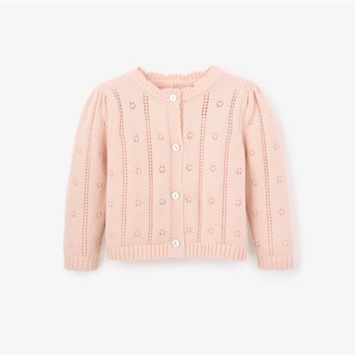 Pale Pink Pointelle Knit Baby Cardigan