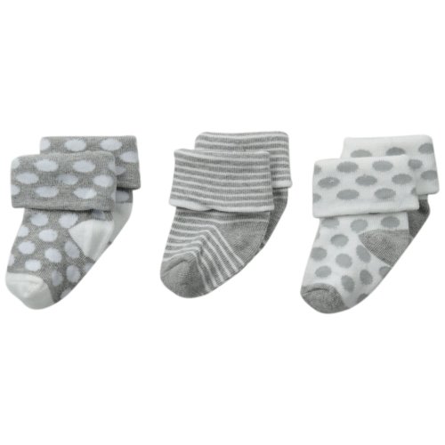 Jefferies Socks Newborn Baby Turn Cuff Socks 3 Pair Pack, Grey Heather
